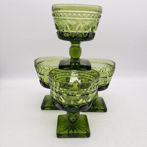 Vintage Park Lane by Colony Champagne Green Sherbet Glasses 4.25" Set of 4